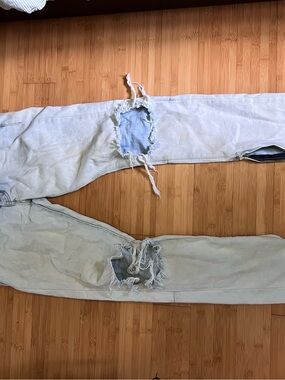 MNML Light Blue Slim Straight Distressed Jeans
